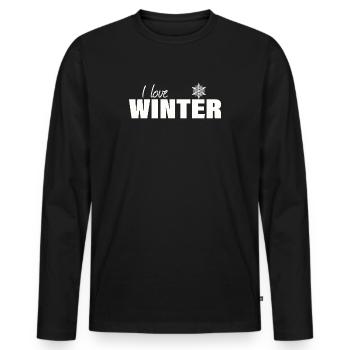 I LOVE WINTER - Männer Premium Bio Langarmshirt - Schwarz - Vorne - Nico (187cm)