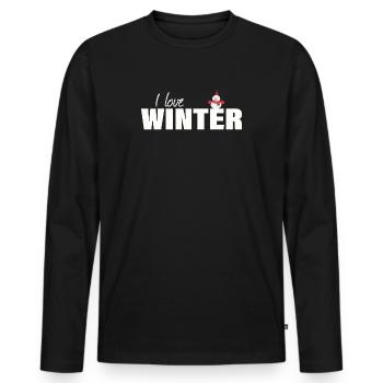 I LOVE WINTER - Männer Premium Bio Langarmshirt - Schwarz - Vorne - Nico (187cm)