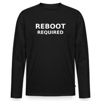 REBOOT REQUIRED - Männer Premium Bio Langarmshirt - Schwarz - Vorne - Nico (187cm)