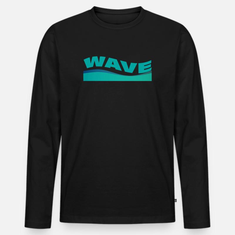 WAVE - Männer Premium Bio Langarmshirt - Schwarz