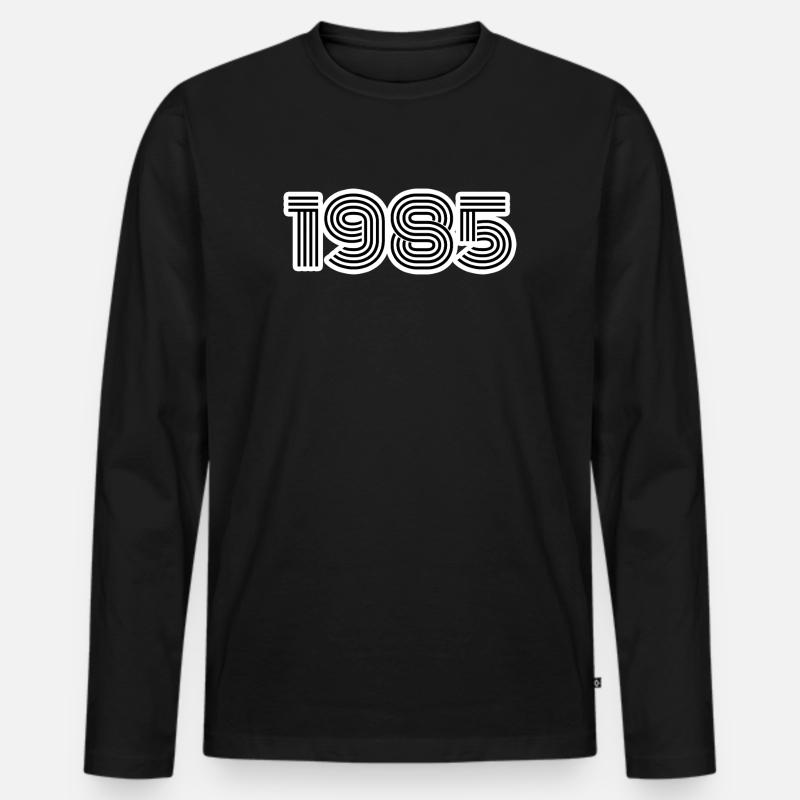 1985 - Männer Premium Bio Langarmshirt - Schwarz