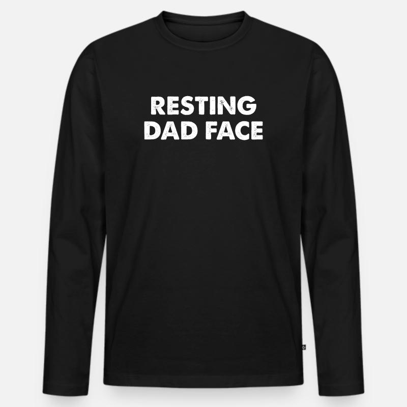 Resting Dad Face - Männer Premium Bio Langarmshirt - Schwarz