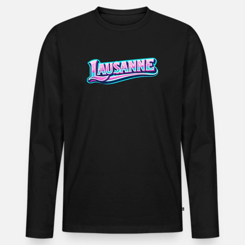 Lausanne - Männer Premium Bio Langarmshirt - Schwarz