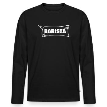 Barista - Männer Premium Bio Langarmshirt - Schwarz - Vorne - Nico (187cm)