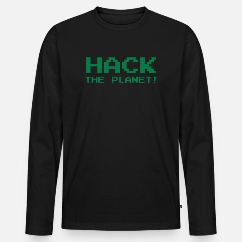 Hack the Planet ! - Männer Premium Bio Langarmshirt - Schwarz