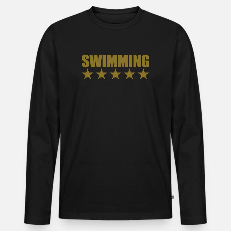 Swimming - Männer Premium Bio Langarmshirt - Schwarz