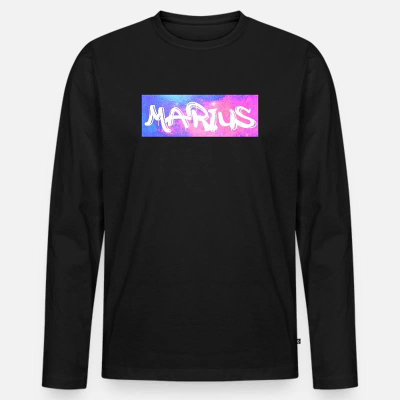 Marius Name Geschenk Geschenkidee Galaxie - Männer Premium Bio Langarmshirt - Schwarz