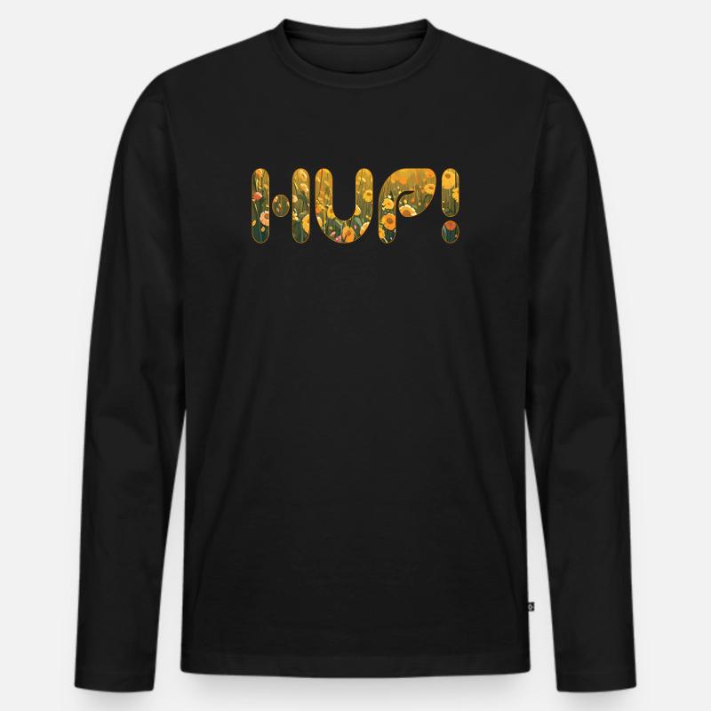 HUP im Blumenfeld - Männer Premium Bio Langarmshirt - Schwarz