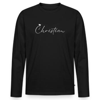 Christian Name König T-Shirt Geschenk Männer - Männer Premium Bio Langarmshirt - Schwarz - Vorne - Nico (187cm)