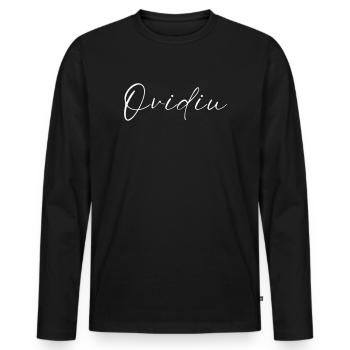 Ovidiu Name T-Shirt Geschenk Für Männer - Männer Premium Bio Langarmshirt - Schwarz - Vorne - Nico (187cm)