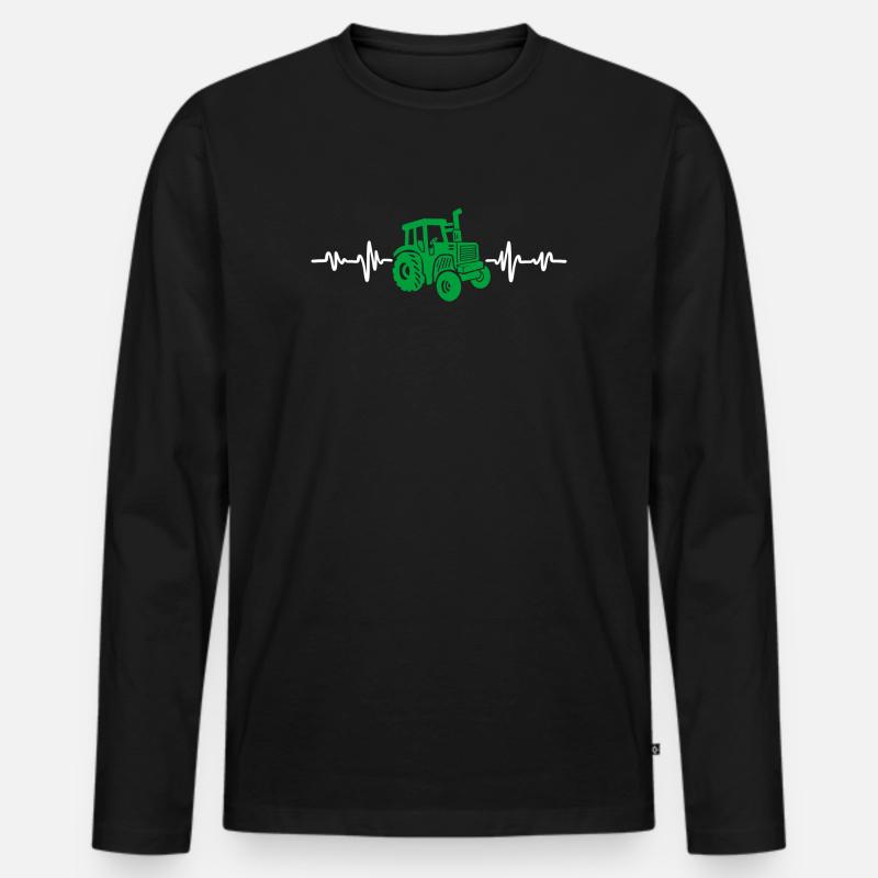 Traktor Herzschlag Bauer - Männer Premium Bio Langarmshirt - Schwarz