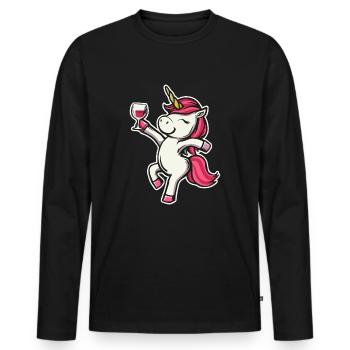 Einhorn Wein Alkohol Braut JGA Hochzeit - Männer Premium Bio Langarmshirt - Schwarz - Vorne - Nico (187cm)