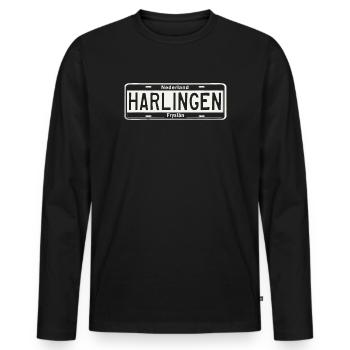 T-Shirt Harlingen Hoodie Ijsselmeer Holland - Men's Premium Organic Long Sleeve Shirt - black - Front - Nico (187cm)