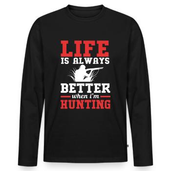 Crocodile Hunting Hunter Hunting - Men's Premium Organic Long Sleeve Shirt - black - Front - Nico (187cm)