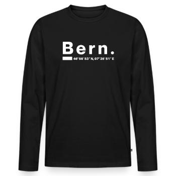Bern Koordinaten Berner Bernerin Schweiz - Männer Premium Bio Langarmshirt - Schwarz - Vorne - Nico (187cm)