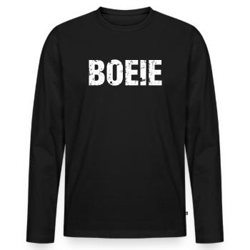 Boo. Antwerp dialect Shirts - Men's Premium Organic Long Sleeve Shirt - black - Front - Nico (187cm)