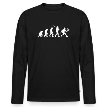 Fun Padel | Evolution | for padel lovers - Men's Premium Organic Long Sleeve Shirt - black - Front - Nico (187cm)