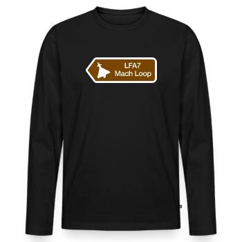 Tieffluggebiet 7 Straßenschild - Männer Premium Bio Langarmshirt - Schwarz - Vorne - Nico (187cm)