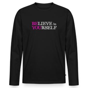 Believe In Yourself - Pink Scribble White - Men's Premium Organic Long Sleeve Shirt - black - Front - Nico (187cm)