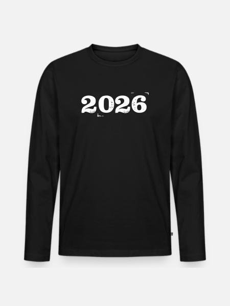 Année 2026 - T-shirt manches longues Premium bio Homme - noir