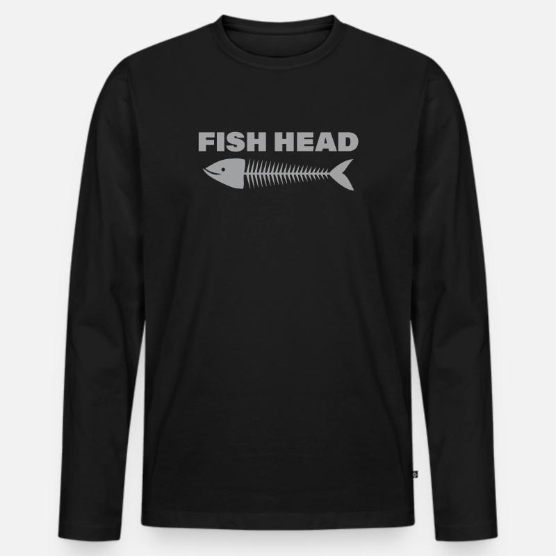 FISH HEAD - Männer Premium Bio Langarmshirt - Schwarz