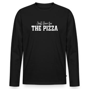 Je suis juste là pour la pizza - T-shirt manches longues Premium bio Homme - noir - Devant - Nico (187cm)