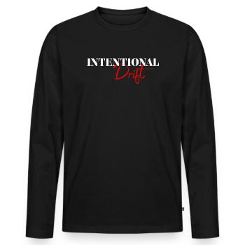 Intentional Drift Minimal Typography Design - Men's Premium Organic Long Sleeve Shirt - black - Front - Nico (187cm)
