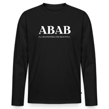 ABAB – Toutes les frontières sont belles (blanc) - T-shirt manches longues Premium bio Homme - noir - Devant - Nico (187cm)