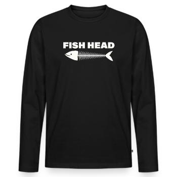FISH HEAD - Männer Premium Bio Langarmshirt - Schwarz - Vorne - Nico (187cm)
