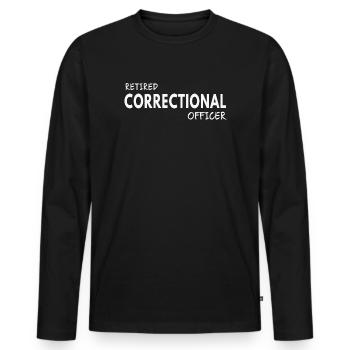 Agent correctionnel à la retraite - T-shirt manches longues Premium bio Homme - noir - Devant - Nico (187cm)