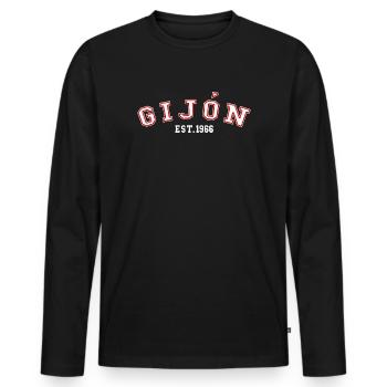 Gijón Est. 1966 - Men's Premium Organic Long Sleeve Shirt - black - Front - Nico (187cm)