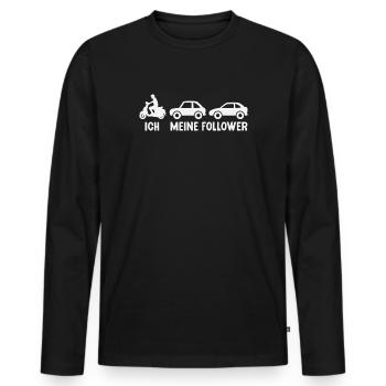 Rollerfahrer Follower Motorroller Moped Roller - Männer Premium Bio Langarmshirt - Schwarz - Vorne - Nico (187cm)