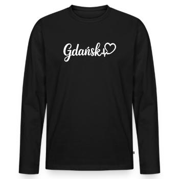 Gdańsk Herzschlag Polen - Männer Premium Bio Langarmshirt - Schwarz - Vorne - Nico (187cm)