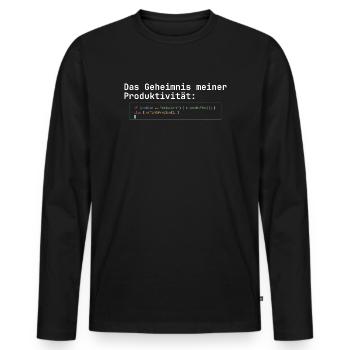 Programmierer Kaffee Geheimnis der Produktivität - Männer Premium Bio Langarmshirt - Schwarz - Vorne - Nico (187cm)
