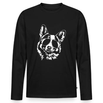 WELSH CORGI cool - Männer Premium Bio Langarmshirt - Schwarz - Vorne - Nico (187cm)