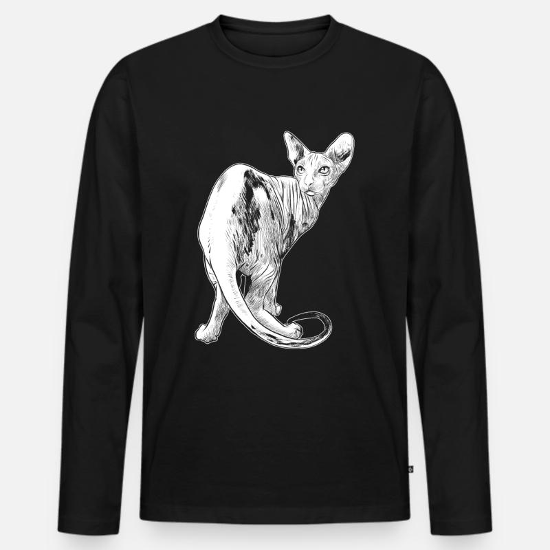 Katze Spynx Haustier - Männer Premium Bio Langarmshirt - Schwarz