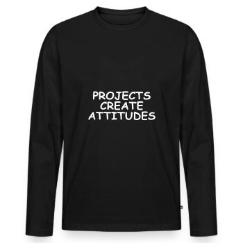 Les projets créent des attitudes - t-shirt de motivation - T-shirt manches longues Premium bio Homme - noir - Devant - Nico (187cm)