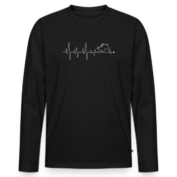 Silhouette de cheval de battement de cœur au galop - T-shirt manches longues Premium bio Homme - noir - Devant - Nico (187cm)