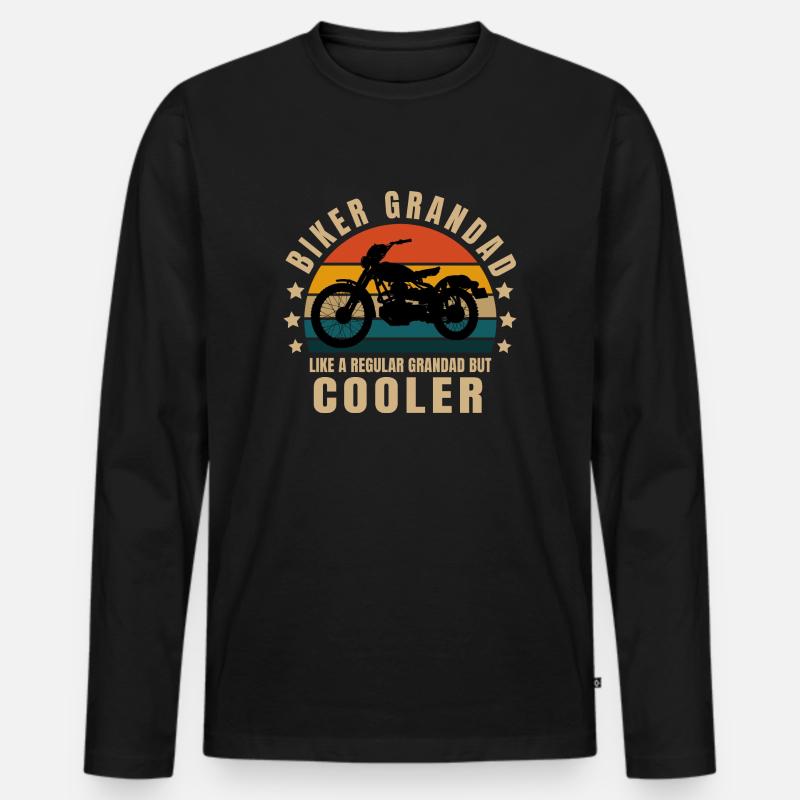 Biker-Opa - Männer Premium Bio Langarmshirt - Schwarz