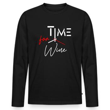 Winegod dit drôlement Le temps du vin - T-shirt manches longues Premium bio Homme - noir - Devant - Nico (187cm)