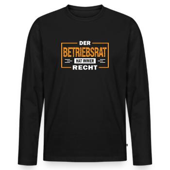 Betriebsrat - Männer Premium Bio Langarmshirt - Schwarz - Vorne - Nico (187cm)