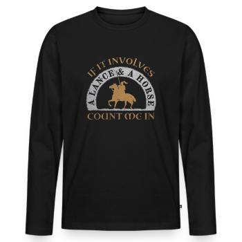 Tjost Lanzenstechen Ritter auf Pferd Mittelalter - Männer Premium Bio Langarmshirt - Schwarz - Vorne - Nico (187cm)