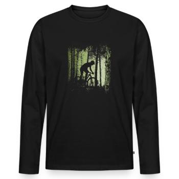 Forest Trail Bicycle Cyclist Offroad Downhill MTB - Men's Premium Organic Long Sleeve Shirt - black - Front - Nico (187cm)
