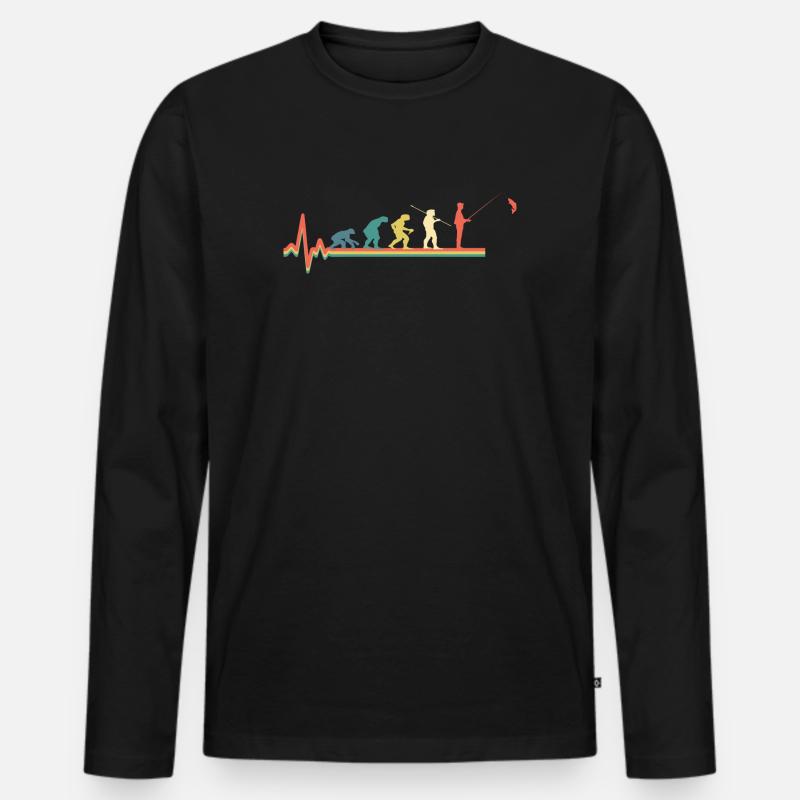 Angeln Angler Evolution Retro Fischer - Männer Premium Bio Langarmshirt - Schwarz