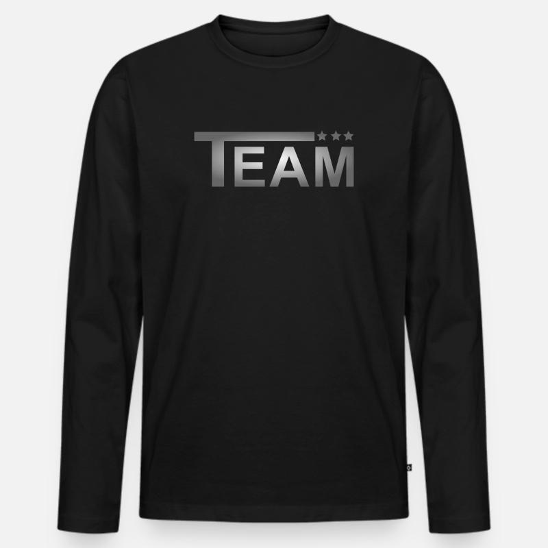 Team Stars Grau - Männer Premium Bio Langarmshirt - Schwarz