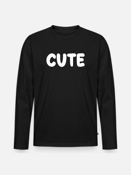 cute title with puffy Font - Men's Premium Organic Long Sleeve Shirt - black