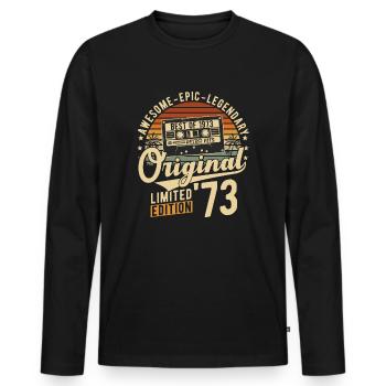 1973 Jahrgang Retro Vintage Geburstag Geschenk - Männer Premium Bio Langarmshirt - Schwarz - Vorne - Nico (187cm)