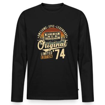 1974 Jahrgang Retro Vintage Geburstag Geschenk - Männer Premium Bio Langarmshirt - Schwarz - Vorne - Nico (187cm)