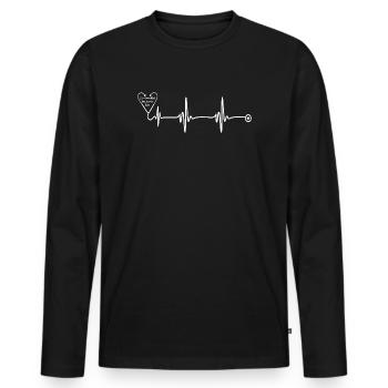 Heartbeat Love Line Design - Männer Premium Bio Langarmshirt - Schwarz - Vorne - Nico (187cm)