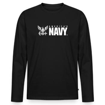 Emblème de l’US Navy - T-shirt manches longues Premium bio Homme - noir - Devant - Nico (187cm)